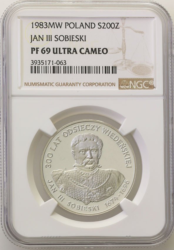 PRL. 200 złotych 1981 Sobieski - Odsiecz Wiedeńska NGC PF69 ULTRA CAMEO
